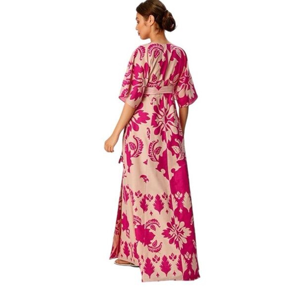 eShakti WAYWARD FANCIES Floral Tile Print Cotton Voile Wrap Dress - Picture 13 of 13